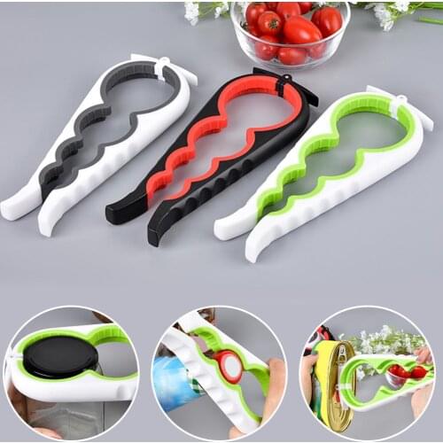 1Pc 4 In 1 Lid Jar Opener Screw Cap Jar Bottle Opener Can Opener Manual Non-slip Twist Cap Bottle Launcher Opener Kitchen Gadget