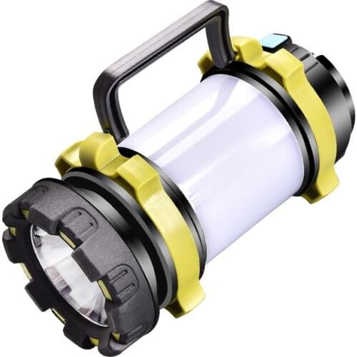 Rechargeable LED Searchlight Multi Function Outdoor Camping Lantern Flashlight Power Bank Waterproof with USB Cable