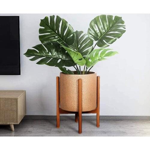 Adjustable Plant Stand Bamboo Wood Flower Stand Modern Flower Holder for Indoor and Outdoor Use Planter 8 to 12 Inch