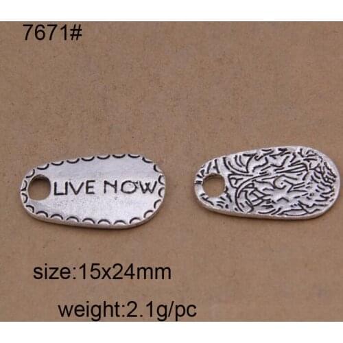 25pcs Antique Silver Live Now letter Charms pendants Fit DIY Fitness Necklace Jewelry Braceklet Making