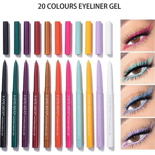 20 Colors Eyeliner Gel Pen Shine Matte Waterproof No-Smudge Rotated Eye Liner Pencil Long Lasting Beauty Fashion Eye Makeup Tool