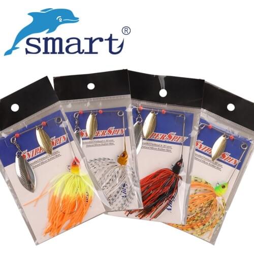 SMART Beared Hook Spinner Bait 12cm/15g Jig Fishing Lure With Skirt Emerillon Blade Esche Isca Artificial Leurre Peche Pesca