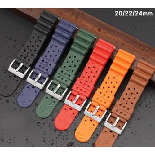20 22mm 24mm Fluorine Rubber Quick Release Watchband for Huawei GT Strap Watch Bracelet for Samsung Gear S2 S3 Seiko Top Quality