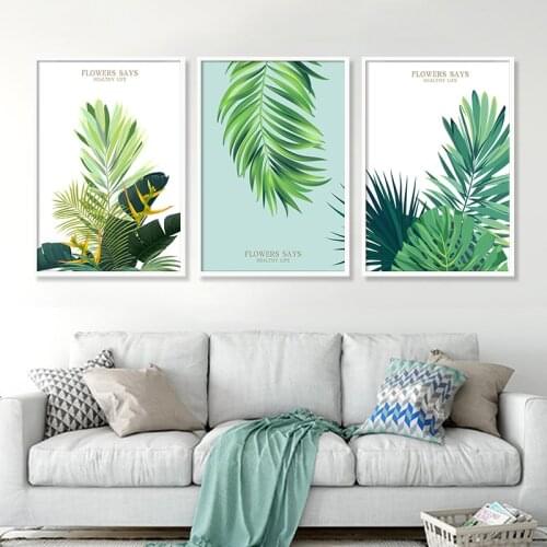 Plant Green Leaf Modern Minimalist Wall Art Canvas Poster Print Painting Nordic Decorative Picture Bedroom Living Room Decor