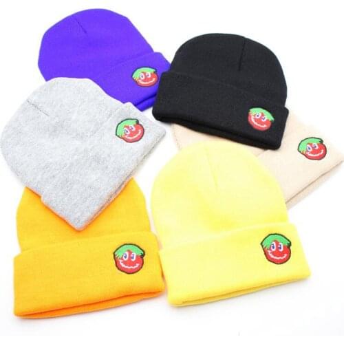 Men Women Knitted Hat Tomatoes Beanie Skullcap Cap Cuff Brimless Retro Short Unisex HipHop Elastic Warm Winter Ski Beanie Hat