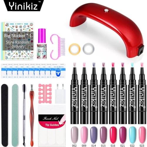 Yinikiz UV Nail Set One Step Nail Polish Gel Pen Soak Off 3 In 1 Lacquer UV LED Nail Lamp Dryer Nails Art Manicure Tools Kit