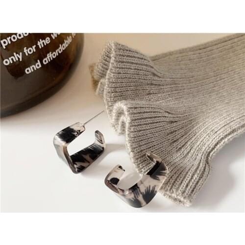 Autumn And Winter S925 Korean Retro Hong Kong Style Acrylic Geometric Earrings 2020 New Trendy Net Red Earrings Female