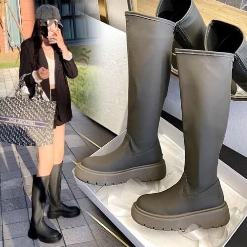 2022 Ins Women Long Boots Flat Heel Shoes Women Winter Warm Knee High Boots Fashion Shoes Female Footwear Size 35-40