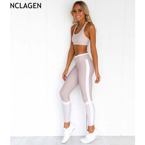 Yoga Set Womens Workout Tracksuit Leggings And Top Sexy Sport Outfit Fitness Suit Gym Clothing Running Sportswear NCLAGEN