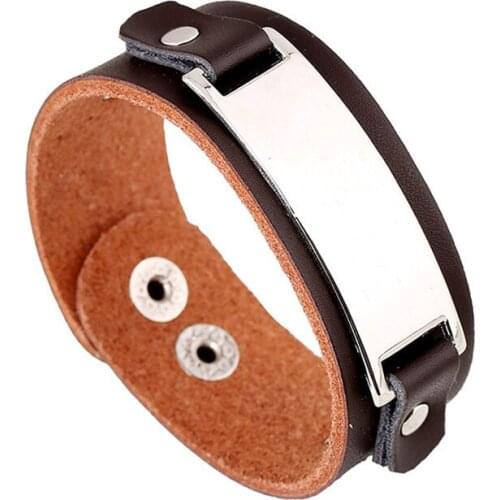 Yobest Vintage Engraving Leather Bracelets Brown Punk Wide Cuff Bracelets & bangle for Women Men Jewelry Accessory