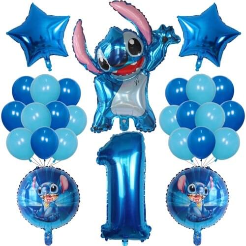 26pcs Lilo & Stitch Birthday Party Latex Balloons Kids 1 2 3 4 5 6 Birthday Party Decoration Baby Shower Balloon Globos Supplies