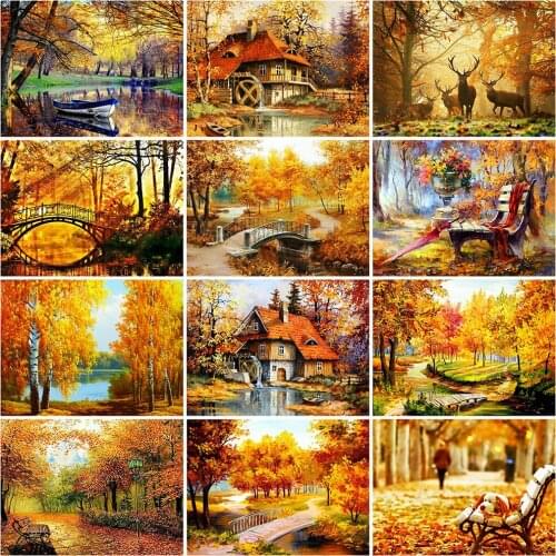5D Diamond Painting Full Round Diamond Mosaic Tree Landscape Autumn Home Decor DIY Mosaic Cross Stitch Kits Handmade Crafts