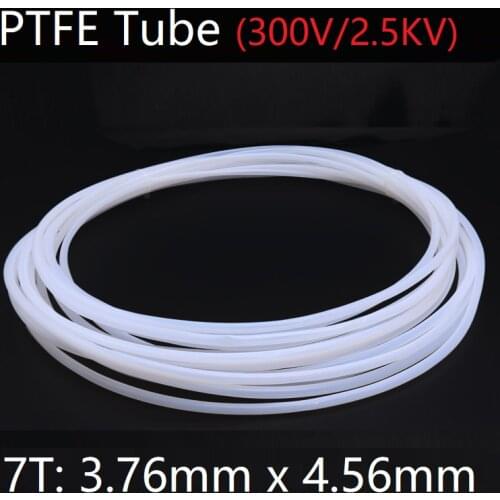 7T 3.76mm x 4.56mm PTFE Tube T eflon Insulated Rigid Capillary F4 Pipe High Temperature Resistant Transmit Hose 300V White