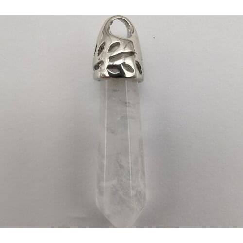 8x38MM Clear Crystal Stone GEM Pillar Pendant Jewelry S224