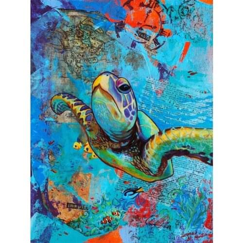 Diy diamond painting animal full diamond cross stitch unfinished decor crystal Diamond embroidery mosaic Sea turtle picture