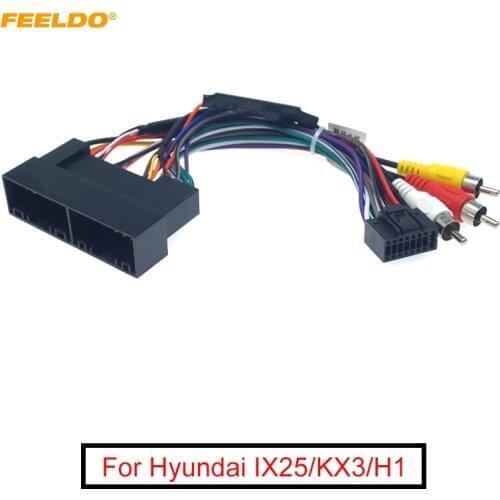 FEELDO 1PC Car Stereo Audio 16PIN Adaptor Wiring Harness For Hyundai IX25/KX3/H1 2006+ Power Calbe Install Aftermarket