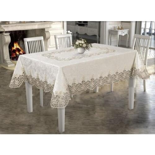 Bade Model Care-Free Velvet Luxury Embroidered Non-Slip Tablecloth