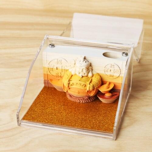 Omoshiroi Block 3D Notepad 160 Sheets God Of Wealth Model Note Paper DIY Stickers Acrylic Display Box Wedding Office Stationery
