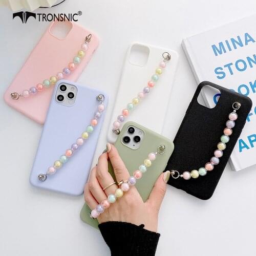 Rainbow 3D Chain Phone Case for iPhone 12 11 Pro Max XR Xs MAX Soft Purple Green Candy Wrist Case for iPhone 5s 6 7 8 Plus Cover