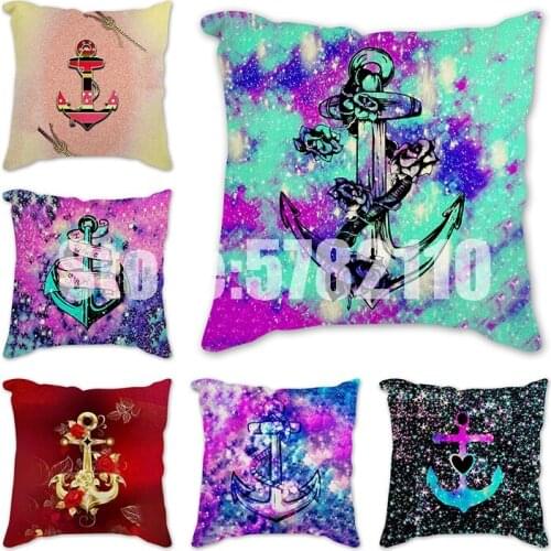 Anchor Decorative Cushion Cover Retro Linen Cotton Chair Pillow Cover 45CM Pillow Case Home Decor Sofa Bedding Pillowcase