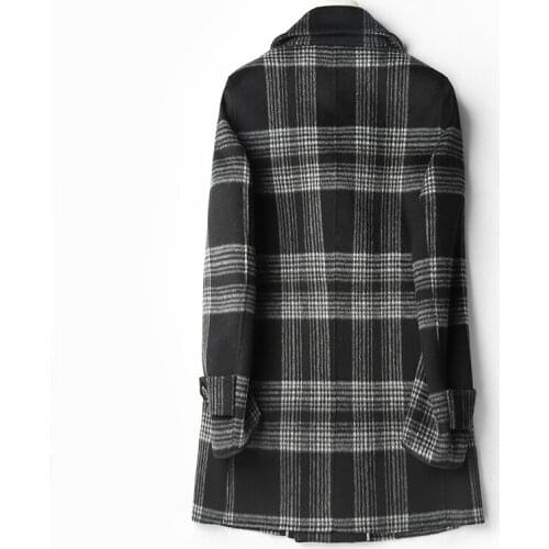 Double Faced Wool Coat Men Autumn Winter Warm Jacket Top Quality Wool Plaid Overcoats Abrigo Hombre D-04-1959 MF637