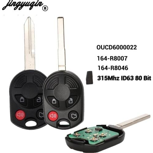 Jingyuqin 10P 4 Button Chip Remote Fob Control for Ford OUCD6000022 315MHz Escape Focus C-Max Transit Connect HU101
