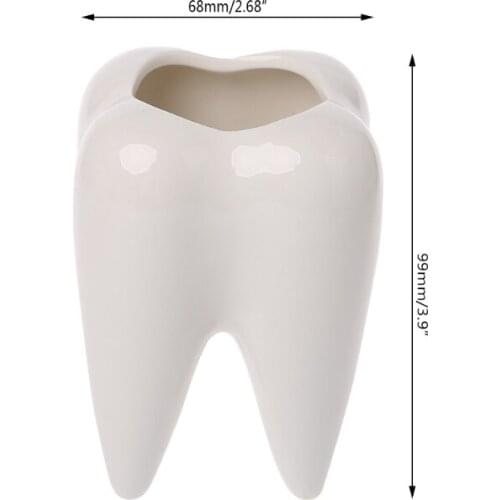X7AB Tooth Shape Ceramic Flower Pot Green Succulent Planter Cactus Container Decor