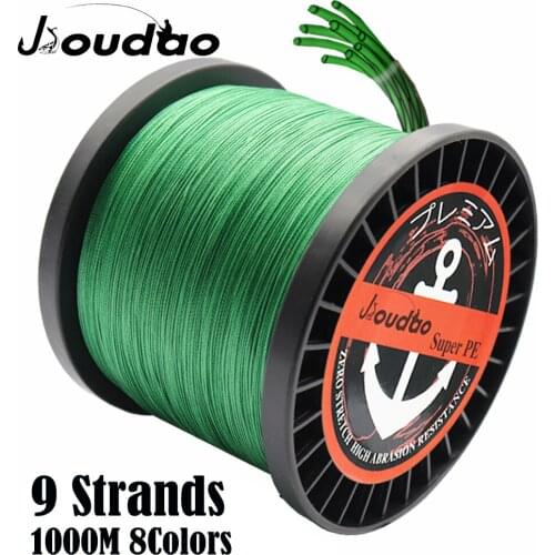 Jioudao Braided Fishing Lines 9 Strand Weaves 1000M Multifilament PE Fishing Rope 20 350 45 60 85 110 130 150 170 200LB