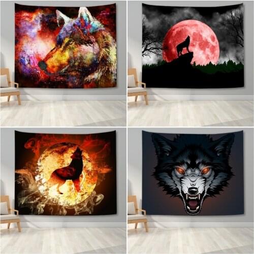 3D Animal Wolf Pattern Wall Hanging Tapestry Bedroom Decor Wall Tapestry Blanket For Living Room Home Dorm Background Cloth