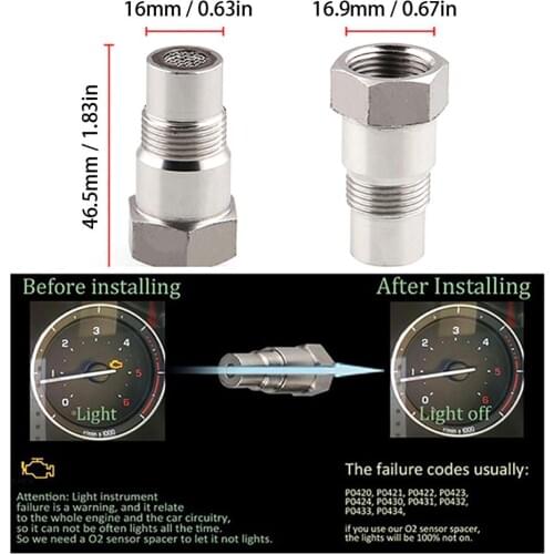 OLOMM Car Oxygen O2 Sensor Adapter CEL Fix Check Engine Light Eliminator M18*1.5 Extender Adapter Fitting Eliminator Test Pipe