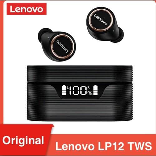 Original Lenovo LP12 Wireless Headphones Bluetooth 5.0 Earphones DSP Smart Noise Reduction IPX5 Waterproof LED Display Earbuds