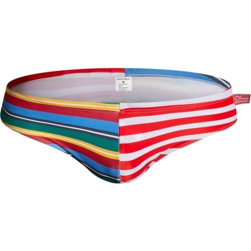 Swimtrunks adult anti-embarrassment sexy quick-dry fashion mens professional briefs contrast color print tide mens beach