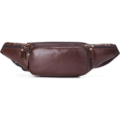 Genuine Leather Waist Bag Men Travel Waist Pack Hip Belt Bag Phone Pouch Bag Casual Chest Messenger Bag Male Fanny Pack
