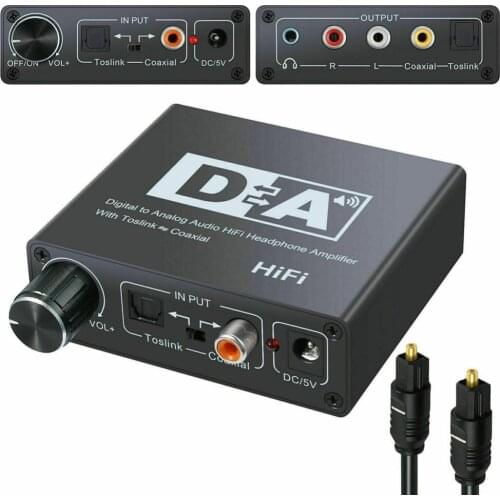 192kHz DAC Converter Digital Optical Coaxial Toslink to Analog L/R RCA 3.5mm Jack Audio Converter Adapter With Volume Control