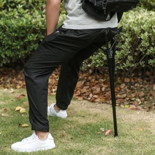 E56D Adjustable Telescopic Folding Stool Portable Single Leg High Chair Tall Slacker Chair for Outdoor Camping Walking Hunting