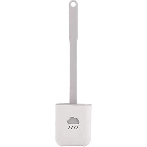Silicone Toilet Brush Without Wall Drilling Fixing on Foot-with Holder-Hygienic Container and Holder