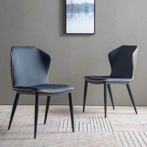 Nordic Living Room Kitchen Dining Chairs Postmodern Minimalist Home Designer Lounge Chair for Restaurant Cafe Back Leather Chair