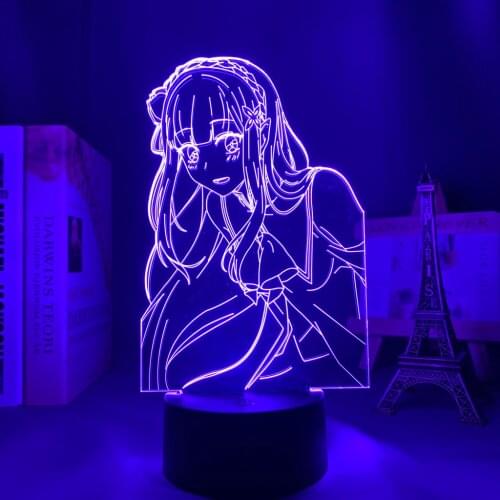 Anime Light Re Zero Starting Life In Another World LED Night Light for Room Decor Nightlight Gift Re Zero Emilia 3d Lamp
