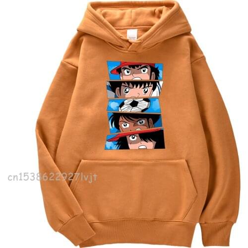 Japan Cartoons Anime Captain Tsubasa Print Sweatshirts Mens Aesthetic Loose Hoodie Cartoon Fleece Hoody Harajuku Hoodie Unisex