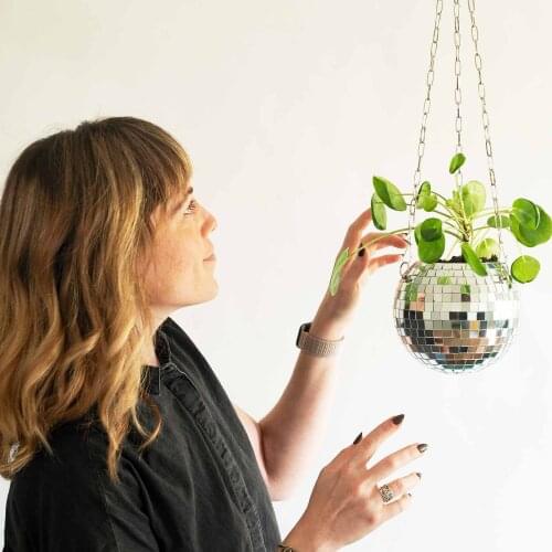 Disco Ball Planter Globe Shape Hanging Vase Flower Planter Pots Rope Hanging Wall Homw Decor Vase Container Room Decoration