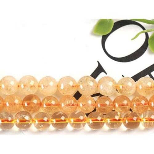 High Quality Natural Citrines Crystal Stone 4/6/8/10/12mm Smooth Round Necklace Bracelet Jewelry Gem Loose Beads 38cm wk197jd