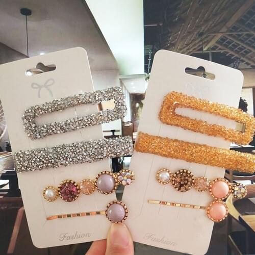 2pcs/set Crystal Acrylic Barrettes Hair Accessories For Women Korean Fashion Jewelry Gold Square BB Hairpins Clips Girl Hairgrip