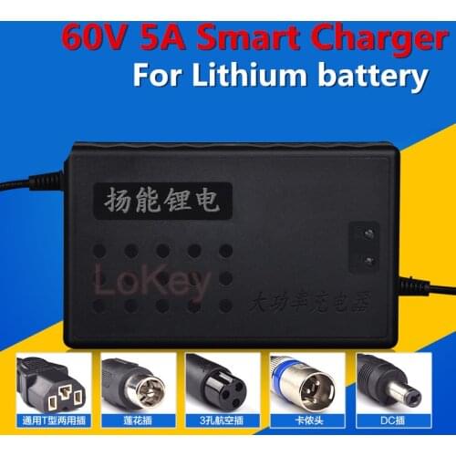 60V 5A charger 16S 67.2V Li ion 17S 71.4V Li ion 20S 73V Lifepo4 smart Lithium battery charger for Li ion Lifepo4 battery