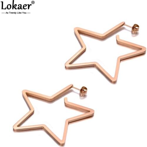Lokaer Original Design Titanium Stainless Steel Love Star Earrings Bohemia Office Stud Earrings Jewelry For Women Girls E19329