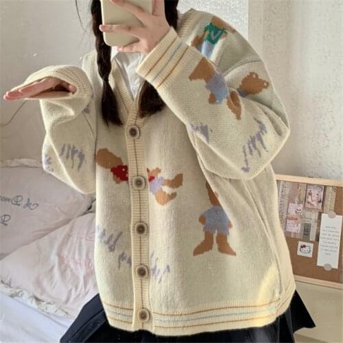 2021 loose long sleeve front open casual womens button wired knitted cardigan long sleeve sweater coat