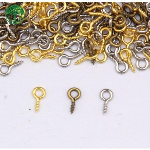 500pcs Small Tiny Mini Eye Pins Eyepins Hooks Eyelets Screw Threaded Silver Clasps Hooks Jewelry Findings