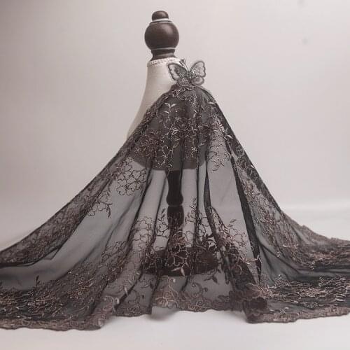 2Yards/Lot High Quality Black Lace Trim Embroidery Lace Fabric Mesh Lace Ribbon Tulle Guipure Cord Lace Sewing DIY Doll Cloth