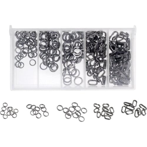 200pcs Oval & Round Double Loop Split Ring Stainless Steel Fishing Connector Lure Baits Rig Ring