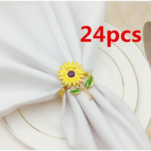 24pcs/lot New Napkin Ring Sunflower Napkin Button Zinc Alloy Napkin Ring Towel Ring Wedding Table Decoration