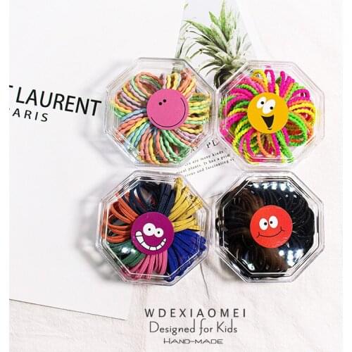 50Pcs/BOX Kids Girls Candy Color Hair Rope Elastic Scrunchie Hair Bands Accessories Ties Ponytail Holders Hair Rings Rubber Band